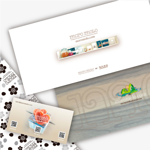ハート梅のお店 moro molo（モロモロ） 名刺とショップカードとカタログと包装紙
